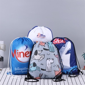 Custom Logo Eco-Friendly Recyclable Drawstring Sport Backpack Promotional Poly Bags with Custom Printing for Gym Use