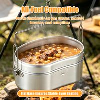 Marmite de camping compatible avec tous les combustibles, en acier inoxydable, légère, en aluminium, pour pique-nique, randonnée, survie