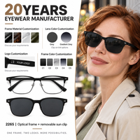 Montures optiques en acier inoxydable avec lunettes de soleil détachables et verres polarisés TAC, légères et anti-radiation