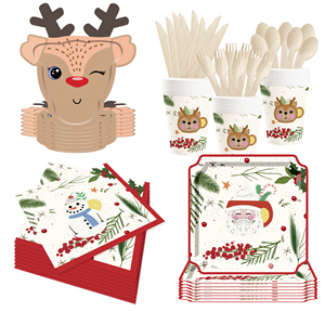Juego de Vajilla Desechable DAMAI para Navidad, Platos de Postre con Forma de Alce, Servilletas de Papel para Decoraciones Navideñas de Interior - Product Image 6
