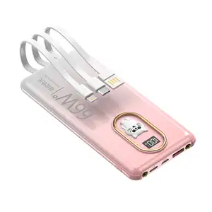 Nouveaux produits câbles intégrés chargeur portable mini banque d'alimentation avec joli motif double éclairage 10000mah 20000mah Powerbanks