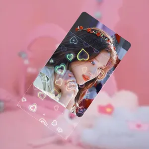 In Stock New Release Japanese Heart Hologram KPOP Photo Card Sleeves 2 Sides 1500pcs Customized Pattern Stylish PP Material