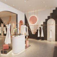 Sundo Garment Shop, conception 3D de magasins de vêtements, rénovation de magasins de vêtements modernes, design de boutique, service de design d'intérieur