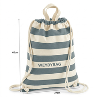 Sac à dos unisexe en toile de coton rayée avec cordon de serrage, directement de l'usine, décontracté, écologique, sac de sport, grande capacité, sac à main portable