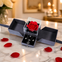 Boîte cadeau en velours personnalisée avec rose éternelle et nœud en ruban – Emballage de luxe OEM/ODM en gros pour anniversaires et mariages