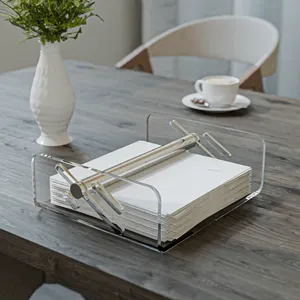 豪华亚克力透明餐巾架纸巾纸盒储物盒餐巾架餐桌