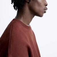 Sweat-shirt d'hiver unisexe en molleton épais de coton, coupe oversize, col rond, avec manches lanternes et poche, taille XL