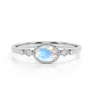 Classic 925 <b>Silver</b> <b>Opal</b> Engagement <b>Ring</b> Bezel Setting Rhodium Plated Women's Fine Jewelry Band - Product Image 1