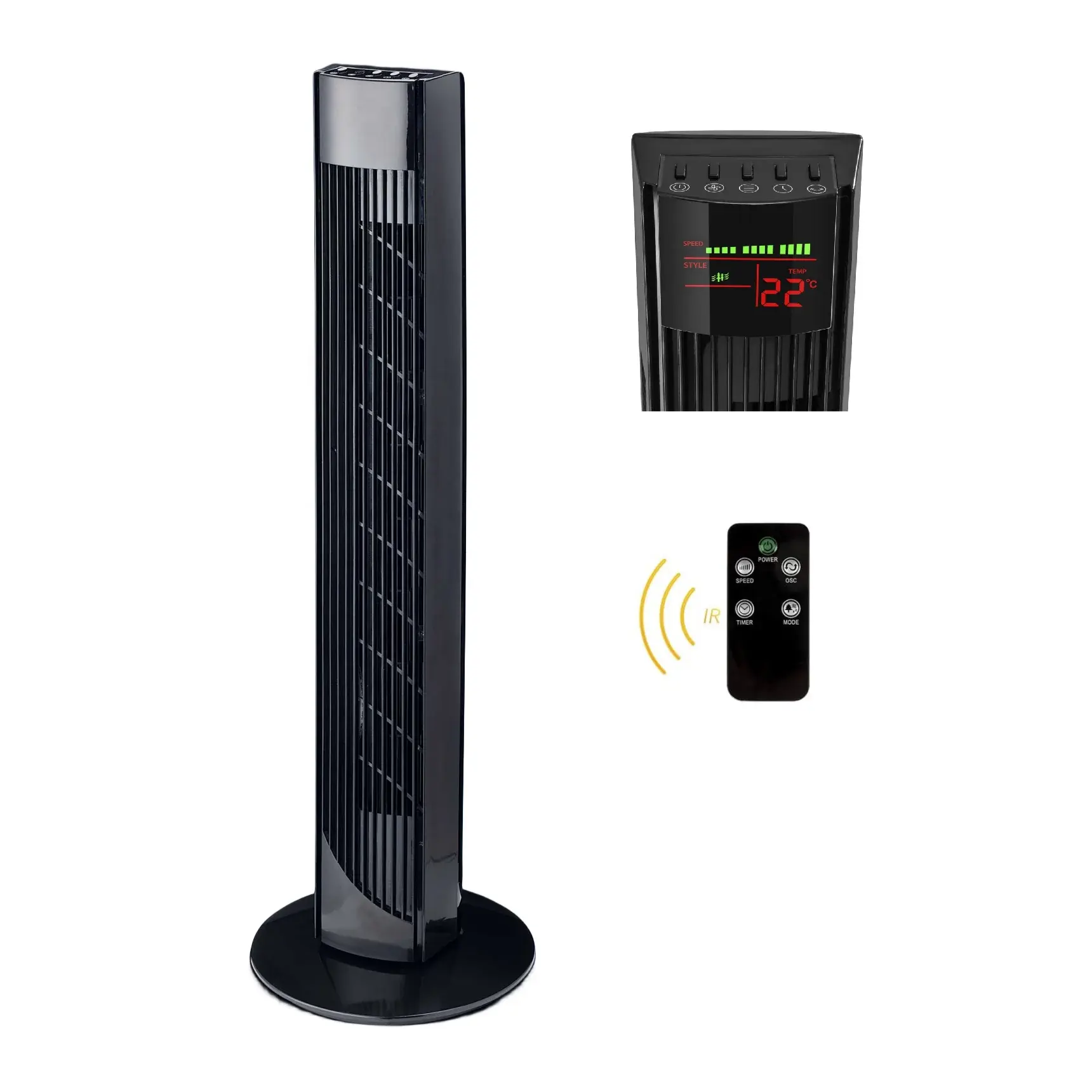 EAGLE GREE whole sales Pedestal Stand Fan Air Cooler leafless Fan Black Tower Fan for bedroom quite silent wind and remote