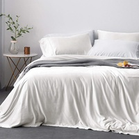 Ensemble de draps en bambou 100% sur mesure, 300 fils, taille personnalisée, ensemble de literie en bambou blanc taille Queen ou King