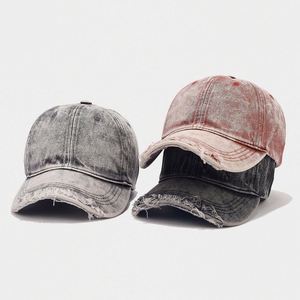 Korean Brand Fashion Hole Soft Distressed Dad <b>Hats</b> Custom Female Art Retro Washed Baseball Dad Distressed <b>Hat</b> Men - Product Image 2