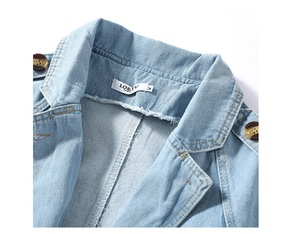 Cappotto Lungo in Denim <span class=keywords><strong>Azzurro</strong></span> di Alta Qualità per <span class=keywords><strong>Donna</strong></span>, Nuova Moda con Cintura, Produzione di Fabbrica - Product Image 5