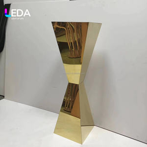 LEDA Wholesale Stainless Steel Wedding Flower <b>Stand</b> <b>Mirror</b> <b>Gold</b> Metal Table Flower Plinth for Wedding Banquet - Product Image 5