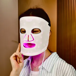 Nuovo lancio del prodotto in Silicone ha condotto la terapia della luce maschera di bellezza 4 colori per la cura della bellezza maschera vicino infrarosso trattamento della luce rossa per il viso