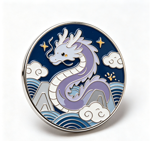 Lindo Pin Metálico de Dragón, Broche Redondo de Estilo Chino para Ropa, Mochila, Sombrero, Regalo - Product Image 2
