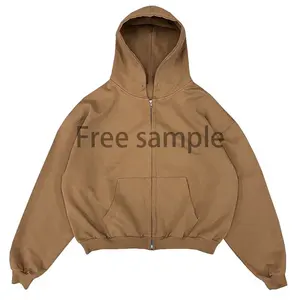 OEM Custom Logo Unisex High Quality Embroidered F Print ull Face Zip Up Hoodie French Terry Streetwear Hoodie For Men