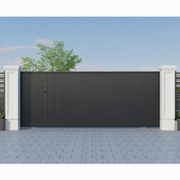Entrée industrielle moderne simple Portes avant principales en métal Conception de maison Allée extérieure Porte coulissante automatique en aluminium pour