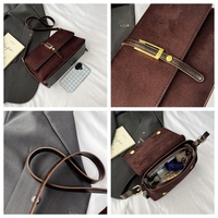 Sac à main vintage pour femme, carré, couleur unie, en daim et cuir, sac bandoulière pour le quotidien