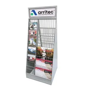 Postcard Display Stand Wire Pocket Spinner Storage Display Racks Floor Standing CD Calendar Magazine Rack