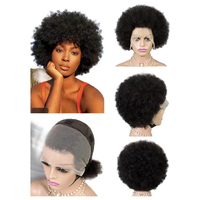 Rambut Asli Brasil Potongan Pendek Model Afrika, Dapat Di-Perm dan Diwarnai, 200g Model F-901 Tanpa Lace, Produsen