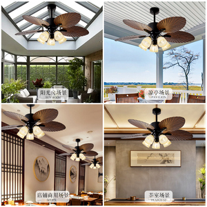 45Inch/52Inch Trang Trí Đèn Chùm Lá Lưỡi Phòng Khách Người Hâm Mộ Hiện Đại LED Quạt Trần Với Ánh Sáng Điều Khiển Từ Xa - Product Image 3