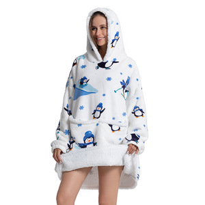Spessa caldo inverno con cappuccio pigiama indossabile coperta per la sala da pranzo al coperto e all'aperto soggiorno camicia da notte per le <span class=keywords><strong>donne</strong></span> - Product Image 4