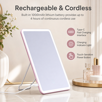 Miroir de maquillage LED de luxe à capteur tactile et variateur d'intensité, 13 pouces
