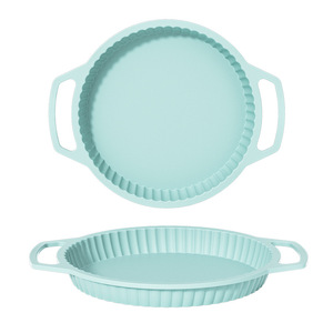 Round <b>Silicone</b> <b>Baking</b> Pan With Handles 23 Cm Heat Resistant For Cake <b>Baking</b> Mold Kitchen Use - Product Image 1