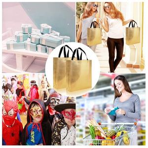 Wholesale Waterproof Polyester Grocery Shopping Tote Bag Customized Non Woven Gold Bag Reusable Metallic Laminated PP <b>Folding</b> - Product Image 5