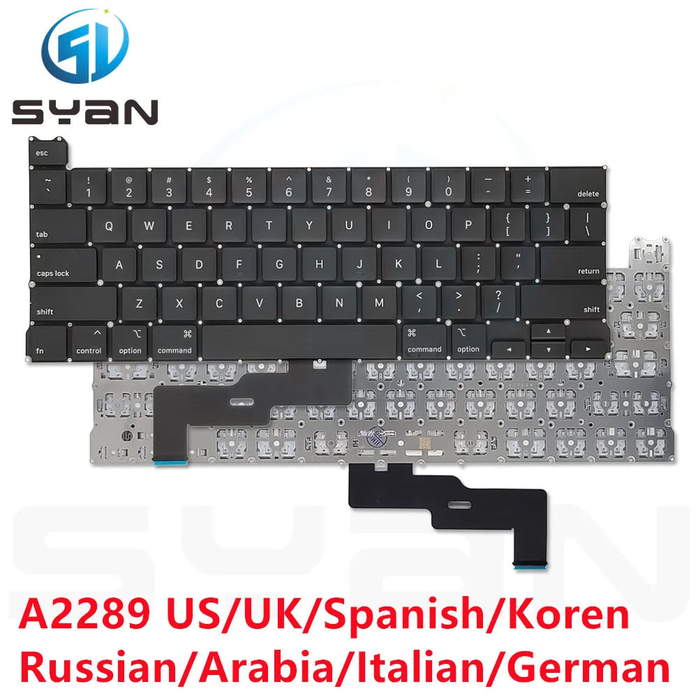 Ordinateur portable A2289 Clavier UK US Anglais FR Français DE Allemand SP Espagnol Italien Danois pour MacBook Pro Retina 13 "EMC3456 2020 Année