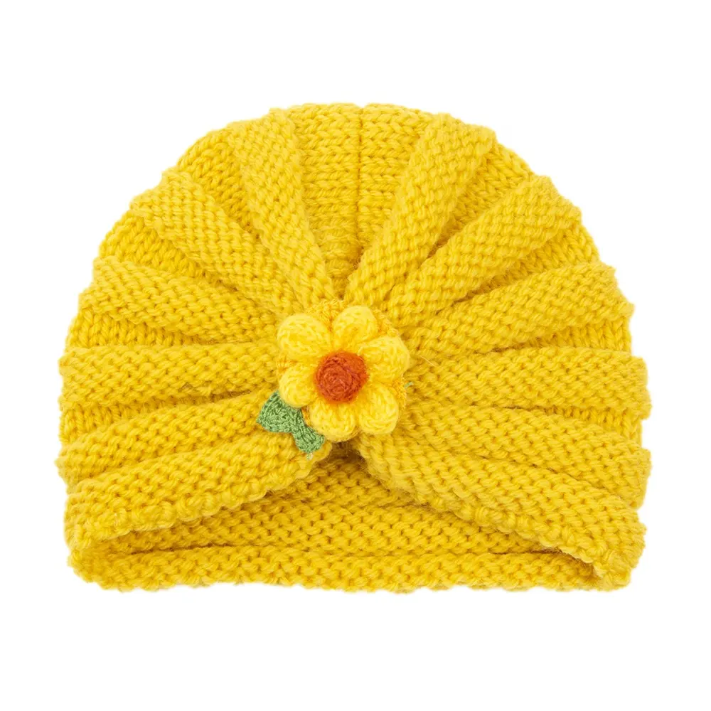 Однотонные детские милые шапки с цветами, 21 цвет, для осени и зимы, вязаная шапка для новорожденных