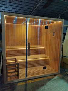 Sauna interior para el hogar, cabina de sauna de vidrio estriado, sauna de cedro rojo canadiense, estufa eléctrica tradicional para sauna. - Product Image 4