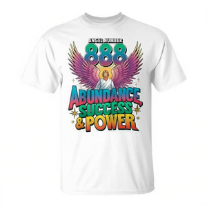 Camiseta mística con número de ángel 888, abundancia, éxito, poder, para hombres y mujeres, camiseta de béisbol raglán - Product Image 2