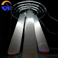Ballon gonflable OVNI argenté avec lumières LED intégrées, thème scientifique spatial et extraterrestre, décoration pour événements et fêtes en extérieur