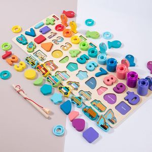 Kit de Aprendizaje Integral de Madera 5 en 1, Juego de Rompecabezas, Clasificación de Formas, Números, Tablero de Actividades para Niños Pequeños - Product Image 1