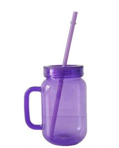 Reusable Plastic Mason Jar Cup with Straw 14 Oz Blue Green Modern Design Food Safe Waterproof for Outdoor Camping Adults TF-7007 - Product Image 4