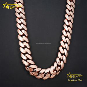 Custom Made 35mm Rose Gold Plated Brass Big Size Heavy Rapper Jewelry <strong>Iced</strong> <strong>Out</strong> Hip Hop Miami <strong>Cuban</strong> <strong>Link</strong> <strong>Chain</strong> Man Plain <strong>Chain</strong> - Product Image 2