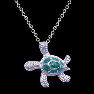 Đồ trang sức thời trang mạ bạc tự nhiên màu xanh Opal động vật biển rùa Vòng cổ cho phụ nữ - Product Image 3