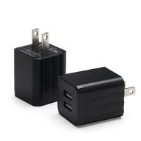 Charger Dinding Mini Dual USB 10W Grosir 5V2A 2.1A Adaptor Daya Cepat Colokan US Kubus USB untuk Ponsel Android