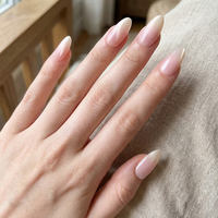 Ongles en gel press-on faits main Manisky, style français, forme amande, couverture complète, adhésifs réutilisables, 30 pièces, longueur courte, boîte cadeau de luxe