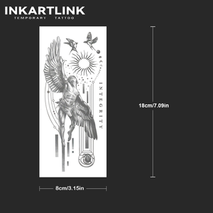 INKARTLINK Adesivo Tatuaggio Icaro Ali Scritta Integrità Mitologia Greca Uccello Solare Geometrico Moderno Erboristico 15 Giorni Confezione Bulk - Product Image 4