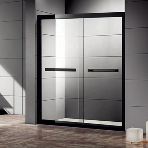 WANJIA-<span class=keywords><strong>puerta</strong></span> de ducha de vidrio deslizante para baño, marco de aluminio negro de alta calidad - Product Image 1