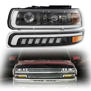 Led Drl Zwarte Koplampen + Bumperlichten Hi/<span class=keywords><strong>Lo</strong></span> Beam Led Projector Koplamp Voor 199-2002 Chevy Silverado/2000-2006 Tahoe Suburbane - Product Image 1