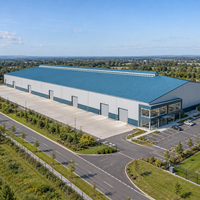 Bâtiment préfabriqué d'entrepôt et d'atelier en panneaux sandwich PIR en acier EN S355 de grande taille, intégré pour le bureau