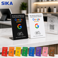 Carte de commentaires Google SIKA 12 cm en PVC acrylique, autocollant de table à détection inductive, étanche, compatible NFC, pour hôtels et restaurants