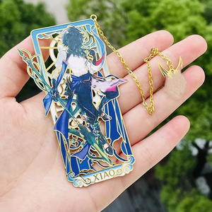 Marque-pages en métal personnalisés avec design anime, plaqués or, impression UV, avec pendentif, vente en gros - Product Image 5