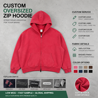 Sweat-shirt à capuche zippé délavé pour homme, 370 GSM, coton épais, coupe ample, style streetwear, personnalisable avec logo privé