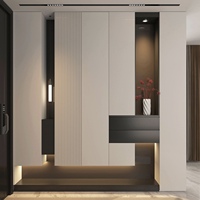 Meuble à chaussures multi-niveaux personnalisé avec miroir intégré et banc, système d'entrée haute capacité pour salon, appartement, école