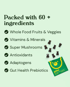 Bonbons Gélifiés Super Greens Sans Sucre pour Adultes Gruns – Vitamines, Spiruline, Chlorelle, Fibres, Prébiotiques pour la Digestion - Product Image 3