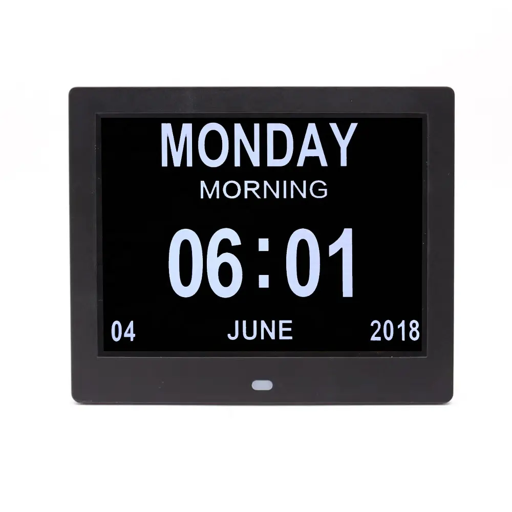 8 Inch Day Clock Calendar for Memory Loss Alzheimers Dementia Patients Elderly Seniors Large Non-Abbreviated Day Week Mont